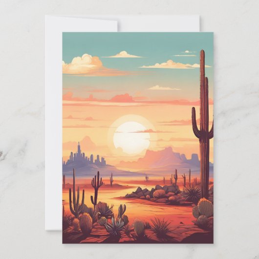 Retro Desert Cactus Bruiloft Kaart (Achterkant)