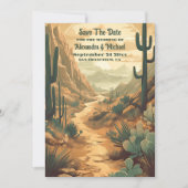 Retro Desert Cactus Bruiloft Save The Date (Voorkant)