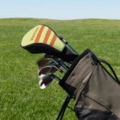 Retro Desert Cactus Drie Overdwars Streep met Naam Golfheadcover (Insitu)