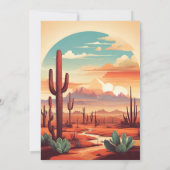 Retro Desert Cactus Landschap Bruiloft Kaart (Achterkant)