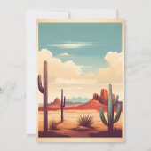 Retro Desert Cactus Landschap Bruiloft Kaart (Achterkant)