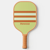 Retro Desert Cactus Over Striping Met Naam Pickleball Paddle (Achterkant)