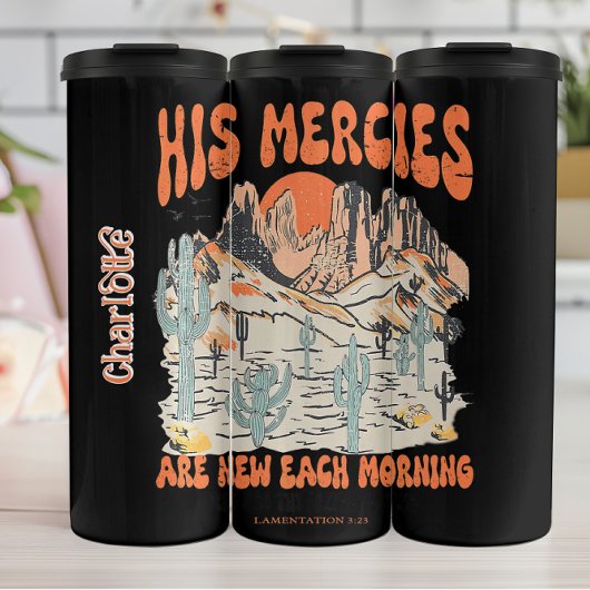 Retro Desert Christelijke Mercies Graphic Thermosbeker