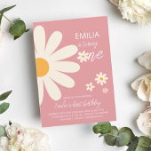 Retro desert daisy 1e verjaardag dusty roze kaart