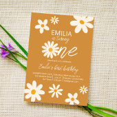 Retro desert daisy 1e verjaardagsfeestje dusty yel kaart