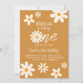 Retro desert daisy 1e verjaardagsfeestje dusty yel kaart (Voorkant)