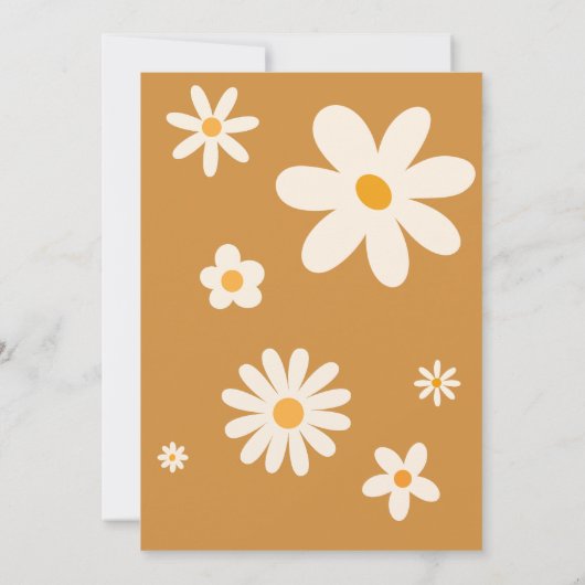 Retro desert daisy 1e verjaardagsfeestje dusty yel kaart (Achterkant)