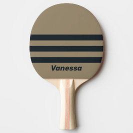 Retro Desert Drie Dwars Strepen met Naam Tafeltennisbatje