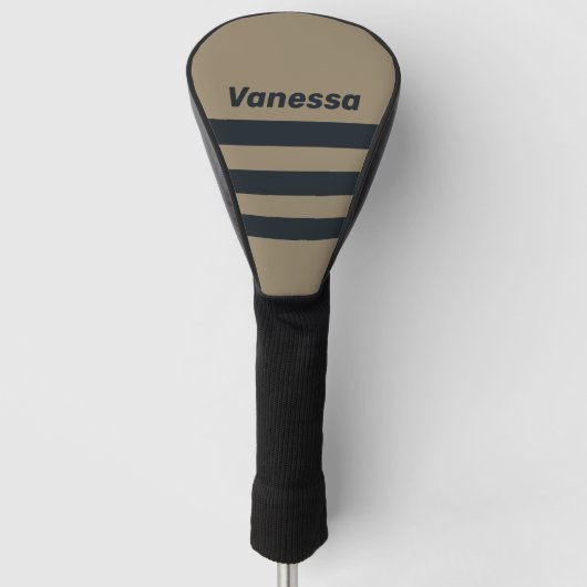 Retro Desert Drie Strepen met Naam Golfheadcover (Voorkant)