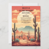 Retro Desert en Cactus Bruiloft Kaart (Voorkant)