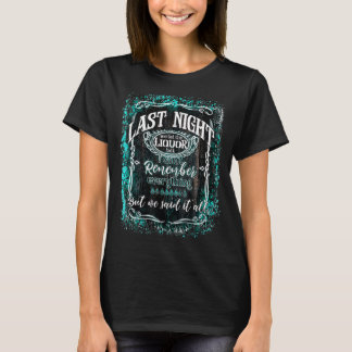 Retro Desert Koe Skull gisteravond laten we liquor T-shirt