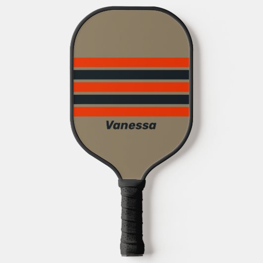 Retro Desert Meadow Across Striping met naam Pickleball Paddle (Voorkant)