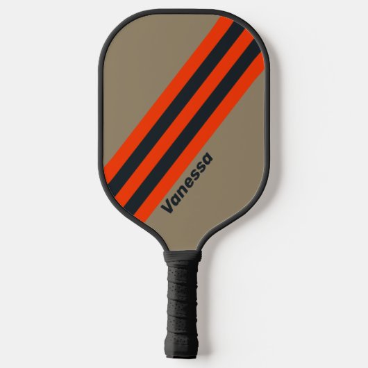 Retro Desert Meadow Stripes met naam Pickleball Paddle (Achterkant)