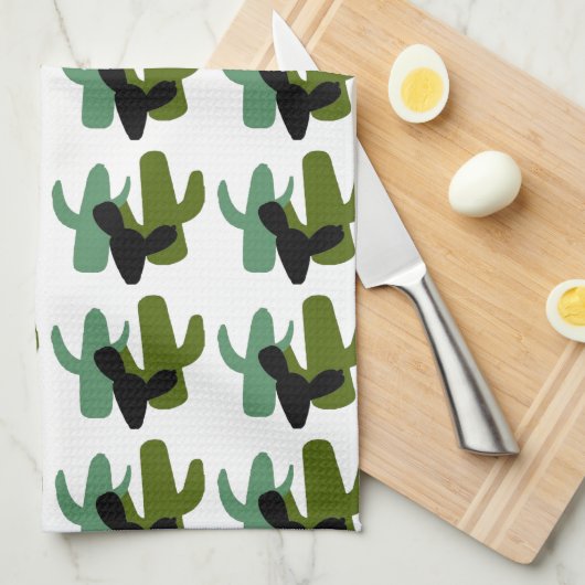 Retro Desert Saguaro Cactus Kitchen Towel Theedoek (Quarter Fold)