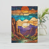 Retro desert scene Sedona mountains stainglass art Kaart (Staand voorkant)