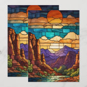 Retro desert scene Sedona mountains stainglass art Kaart (Voorkant / Achterkant)