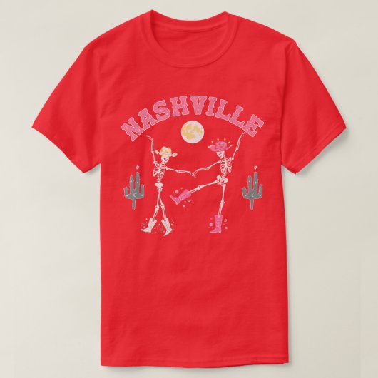 Retro Desert Skeleton Dancing Cowboy Nashville Hoe T-shirt (Design voorkant)