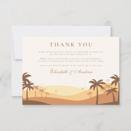 Retro Desert Sunset Wedding Bedankkaart (Voorkant)