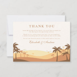 Retro Desert Sunset Wedding Bedankkaart