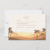 Retro Desert Sunset Wedding RSVP Kaartje (Voorkant)