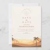 Retro Desert Sunset Wedding Save The Date (Voorkant)
