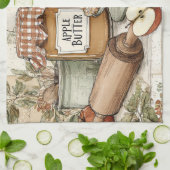 Retro design appelboter & Appeltaart.  Theedoek (Gevouwen)