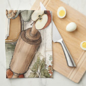 Retro design appelboter & Appeltaart.  Theedoek (Quarter Fold)