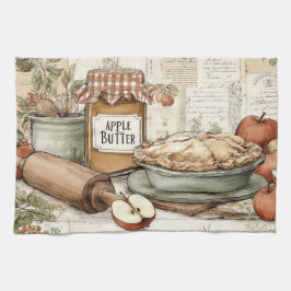 Retro design appelboter & Appeltaart. Theedoek