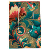 retro design floraal groen medium cadeauzakje (Achterkant)