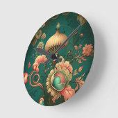 retro design floraal groen ronde klok (Hoek)