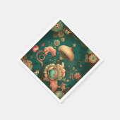  retro design floraal groen servet (Hoek)