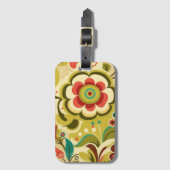 retro design floraal licht groen bagagelabel (Voorkant (verticaal))