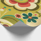 retro design floraal licht groen cadeaupapier (Hoek)