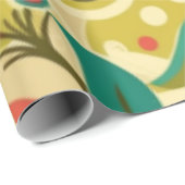 retro design floraal licht groen cadeaupapier (Rol Hoek)