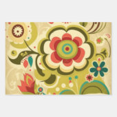 retro design floraal licht groen inpakpapier vel (Voorkant 3)