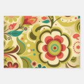 retro design floraal licht groen inpakpapier vel (Voorkant 2)