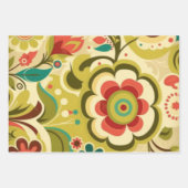 retro design floraal licht groen inpakpapier vel (Voorkant)