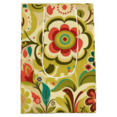 retro design floraal licht groen medium cadeauzakje (Achterkant)