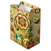 retro design floraal licht groen medium cadeauzakje (Achterkant Gekanteld)