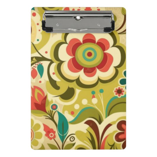  retro design floraal licht groen mini klembord (Voorkant)