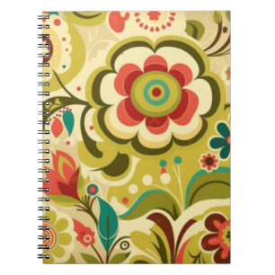 retro design floraal licht groen notitieboek