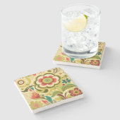 retro design floraal licht groen stenen onderzetter (Zijkant)