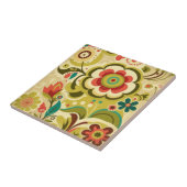  retro design floraal licht groen tegeltje (Zijkant)