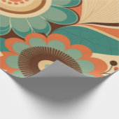 retro design floral brown beize green cadeaupapier (Hoek)