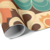 retro design floral brown beize green cadeaupapier (Rol Hoek)