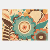 retro design floral brown beize green inpakpapier vel (Voorkant 3)