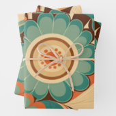 retro design floral brown beize green inpakpapier vel (In situ)
