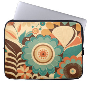  retro design floral brown beize green laptop sleeve