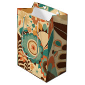  retro design floral brown beize green medium cadeauzakje (Voorkant Gekanteld)