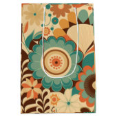 retro design floral brown beize green medium cadeauzakje (Achterkant)